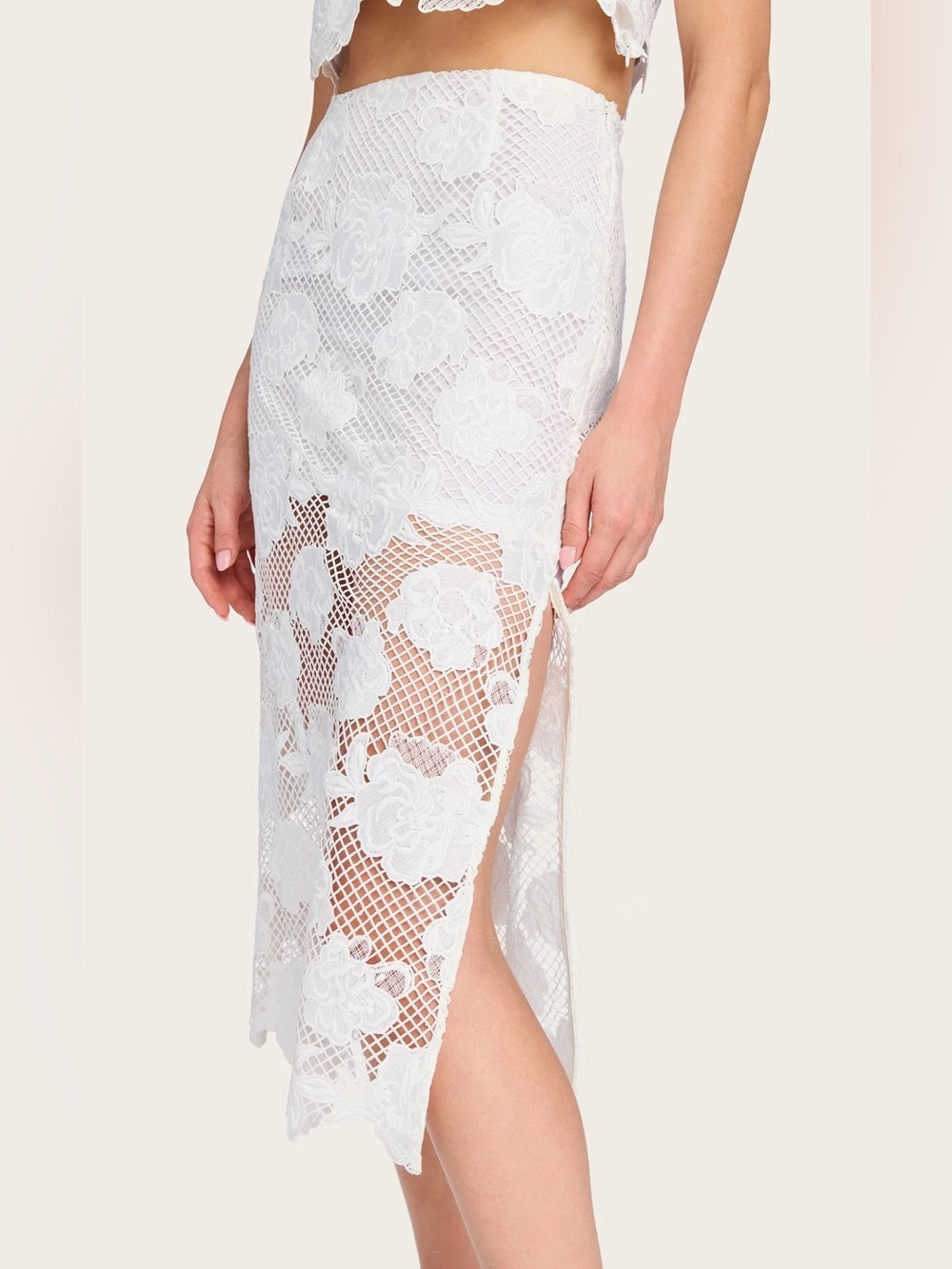 Generation Love Rave Flower Mesh Midi Skirt in White size 10 NWT